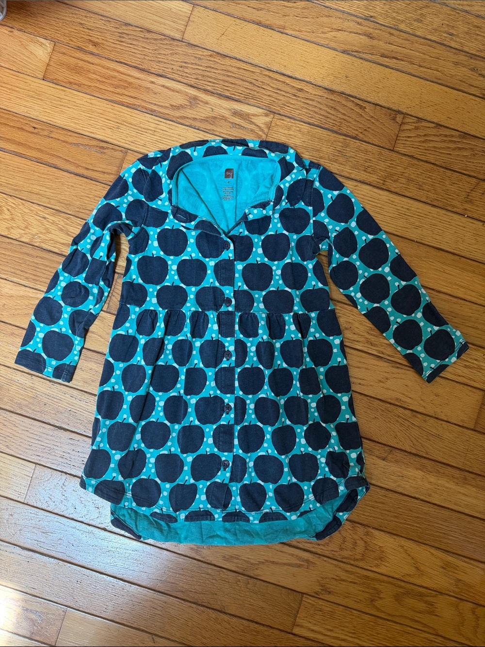 Turquoise Dot Apple Print Tunic Dress